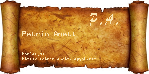 Petrin Anett névjegykártya